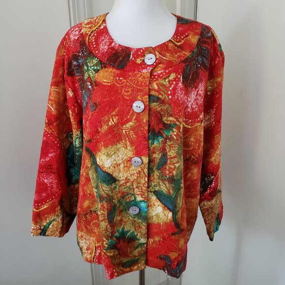 Chico's Jackets & Blazers - Chicos Lightweight Floral Jacket Lined Size XL